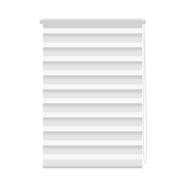 现实的白色窗帘宽水平条纹和拉绳图片下载