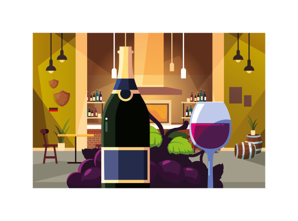 8、一瓶酒配一杯葡萄，葡萄酒日图片下载