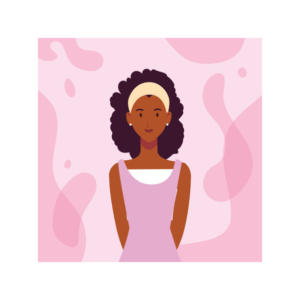 粉红色背景上的年轻女子图片下载