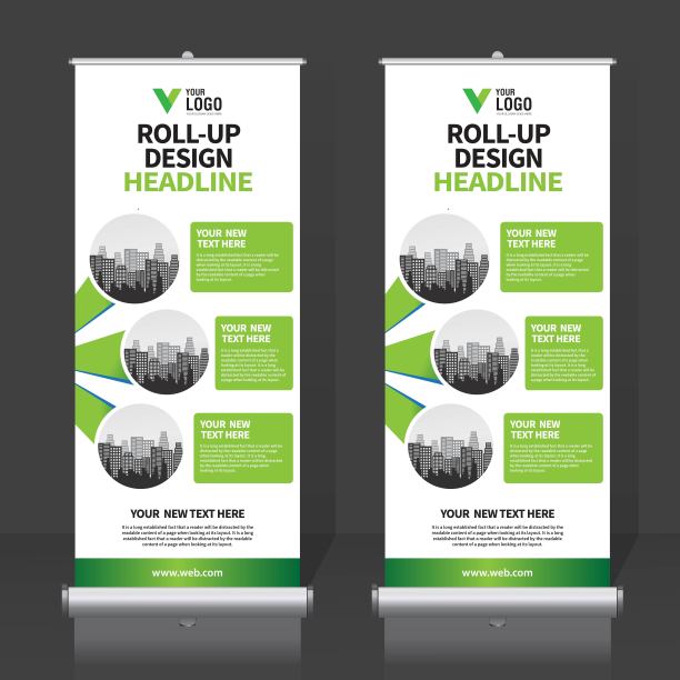 卷起横幅设计模板，抽象背景，拉起设计，x-横幅，矩形大小。图片下载