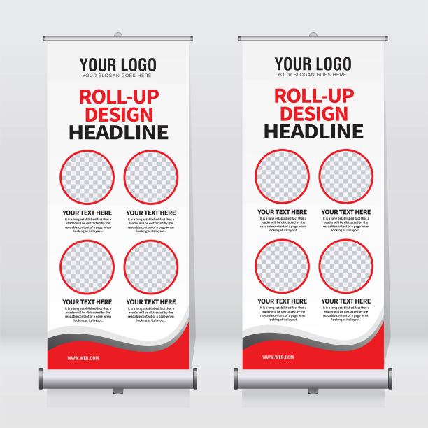 卷起横幅设计模板，抽象背景，拉起设计，x-横幅，矩形大小。图片下载