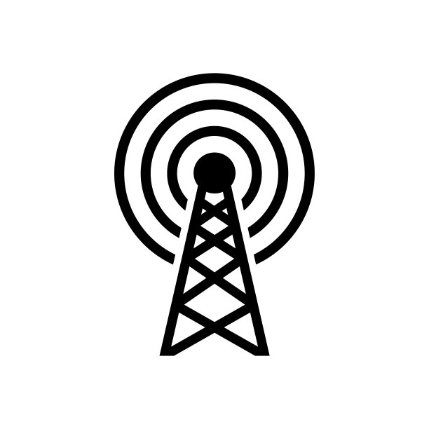 广播，发射机天线图标，标志孤立在白色背景图片下载