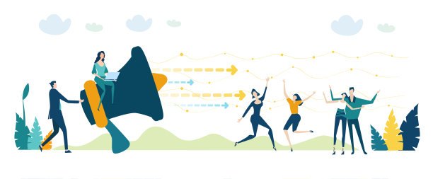 商务人士用扩音器交流素材图片