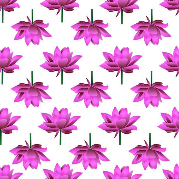 无尽的向量盛开的荷花图案。粉红色的荷花。孤立背景上的植物。壁纸，封面，设计的想法。印花。春天的心情。图片下载