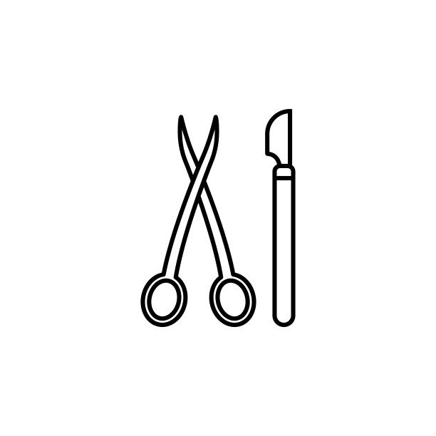 医生，镊子，医院，医疗，剪线图标上的白色背景图片下载