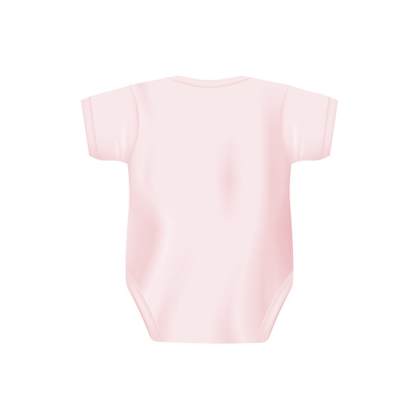 背部婴儿粉红紧身衣现实向量模板插图孤立。图片下载