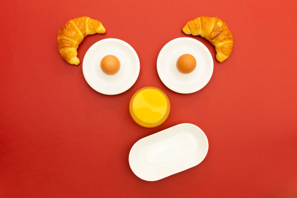 有趣的早餐概念，抽象的情感人脸图片下载