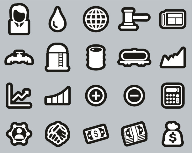 石油贸易图标白色对黑色贴纸设置大图片下载