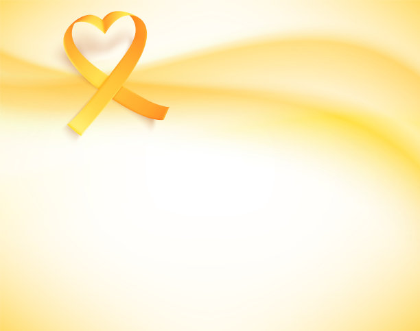 背景与现实的金色丝带。世界儿童癌症标志2月15日。图片下载