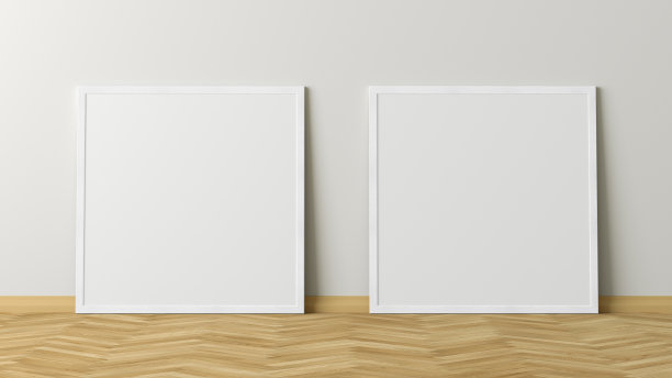 空白海报框架模拟站在地板旁边的墙图片下载