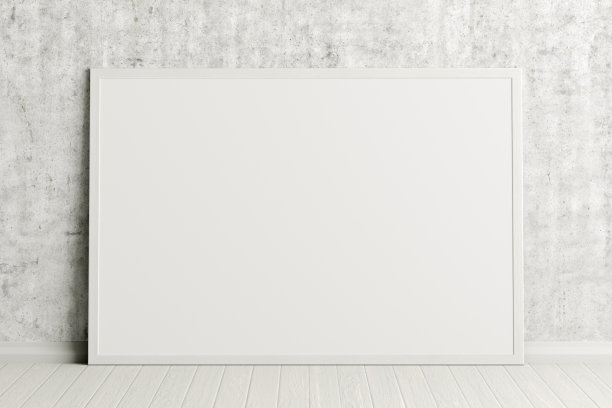 空白海报框架模拟站在地板旁边的墙图片下载