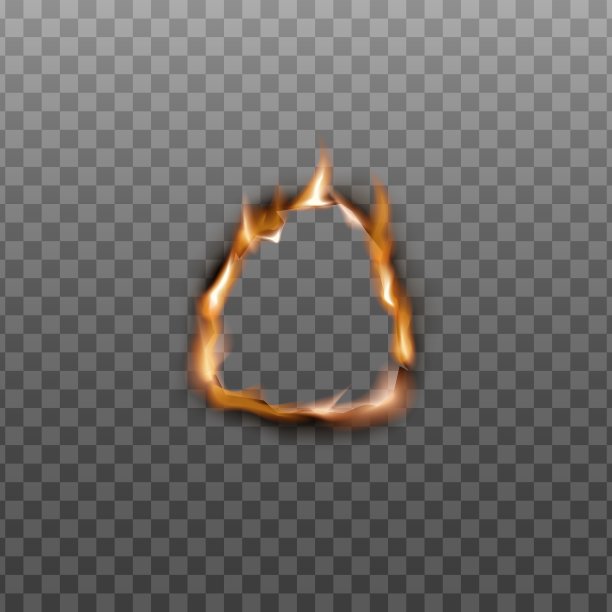 真实的燃烧孔形状孤立在透明的背景图片下载