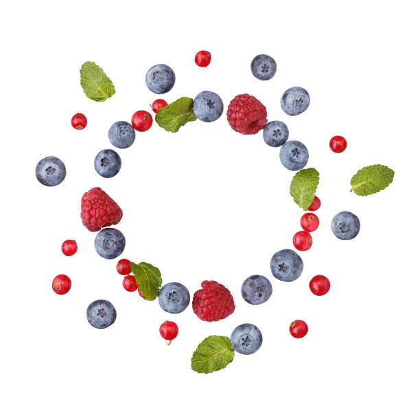 不同浆果的花环。图片下载