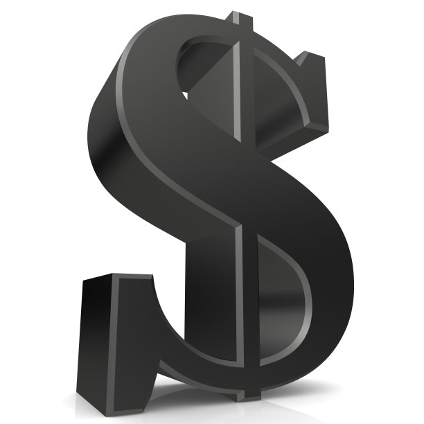 美元符号黑色美元货币符号图标3d销售财务标签图片下载