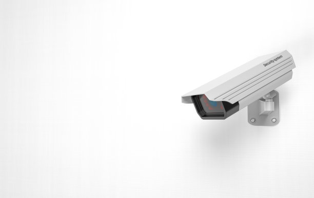 墙上的白色闭路电视摄像头。3 d渲染图图片下载