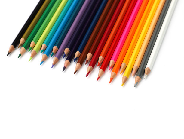 白色背景上的彩色铅笔图片下载