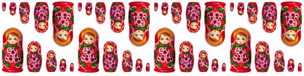 无缝图案的俄罗斯套娃，白色背景孤立，红色的俄罗斯套娃装饰边框装饰，俄罗斯套娃背景，俄罗斯民族艺术纪念品，俄罗斯传统风格墙纸图片下载