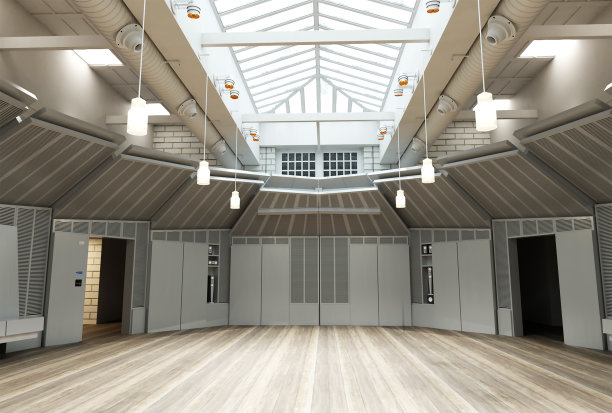 loft工业室内设计大空房三维效果图图片下载