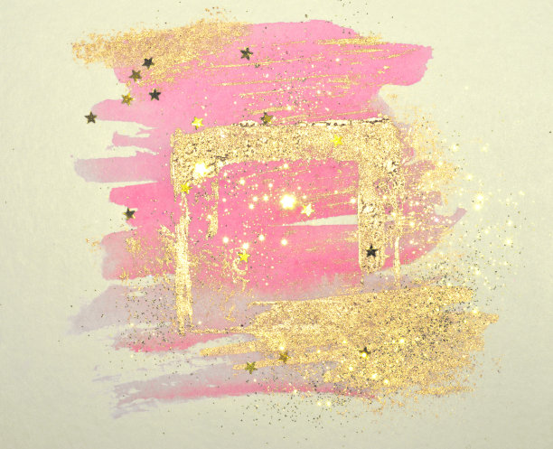 在抽象的金色和粉色水彩画上闪闪发光，在复古的颜色中闪闪发光图片下载