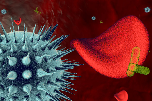 在显微镜下循环系统内的病毒和细菌的3D插图图片下载