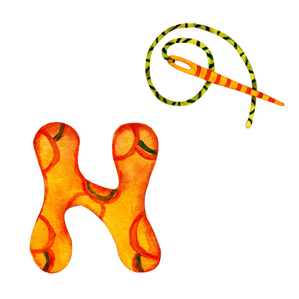 多色卡通英语字母N配图片。手特写水彩插图孤立的白色背景。儿童产品的培训与设计理念。图片下载