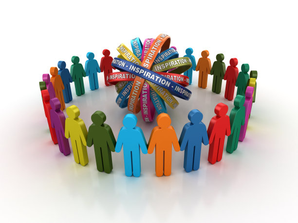 象形文字团队与灵感丝带- 3D渲染图片下载