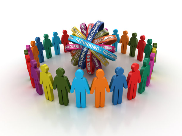 图形团队与循环丝带- 3D渲染图片下载