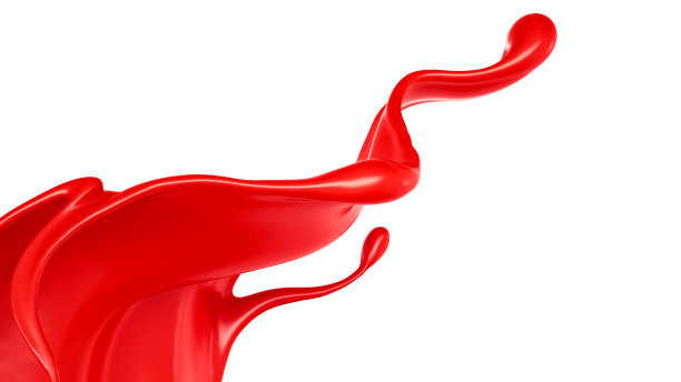 粘稠的红色液体飞溅。3d渲染，3d渲染。图片下载