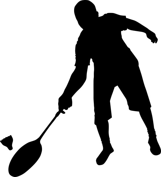 打羽毛球的男人剪影矢量图图片下载
