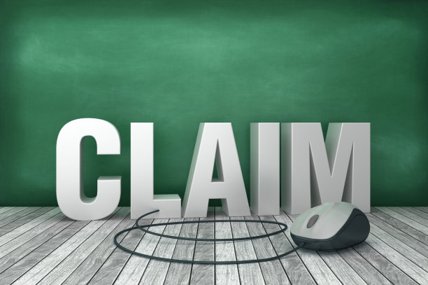 3D文字索赔与计算机鼠标在黑板背景- 3D渲染图片下载