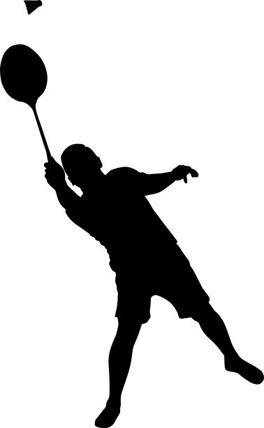 打羽毛球的男人剪影矢量图图片下载