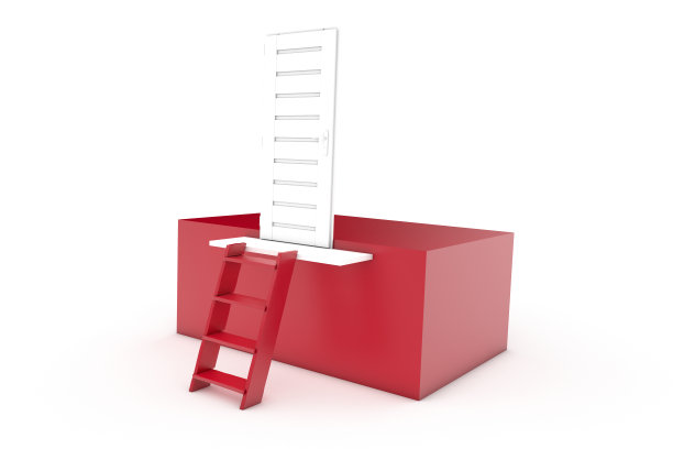 梯子到箱子的概念与门在白色图片下载