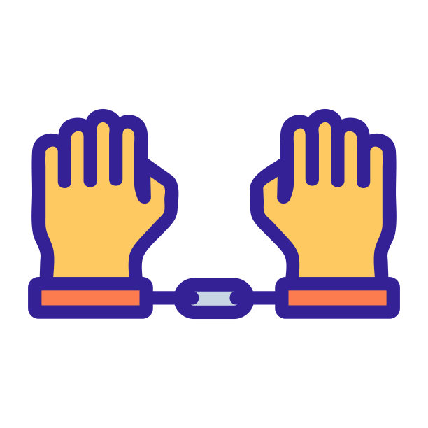 手和手铐图标向量。孤立轮廓符号插图图片下载