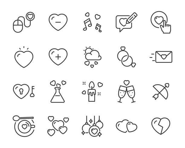 一套爱的象征，情人节，浪漫，心图片下载