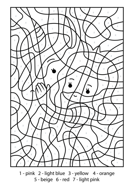 颜色按数字，教育游戏，公主和独角兽图片下载