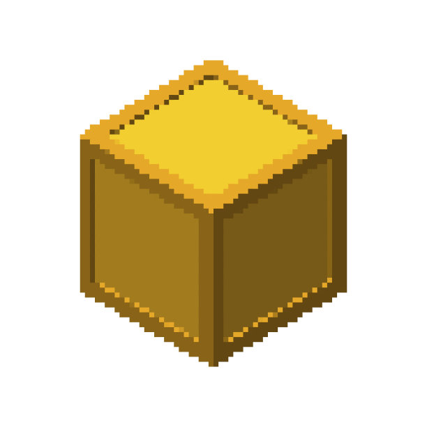 像素化木盒子。像素艺术。孤立在白色背景上。等角投影。3 d矢量插图。图片下载