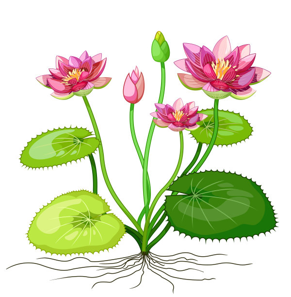 美丽的紫藤莲花卡通图片下载