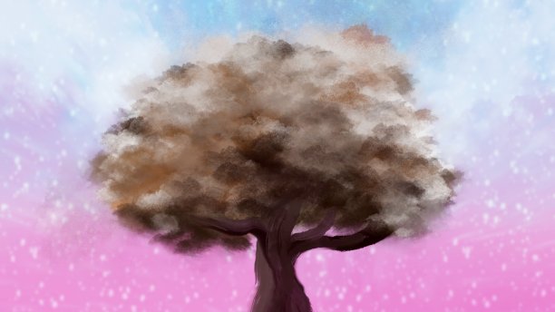 孤独的树，有着柔和的天空和星星图片下载