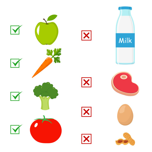 素食蔬菜和有机产品在扁平风格图片下载