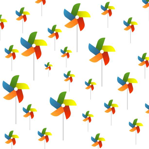 风车标志平面图标。白色背景下有很多转盘。矢量插图图片下载