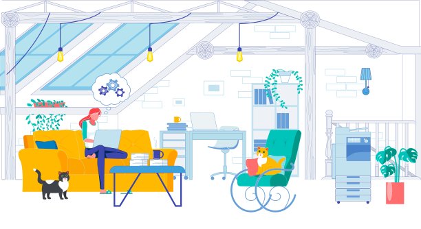 在家庭办公室工作的年轻女性自由职业者图片下载