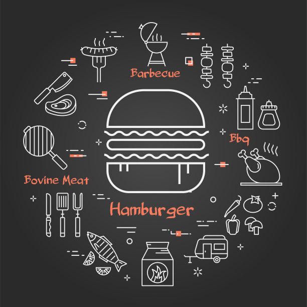 向量黑色线性横幅的汉堡图片下载