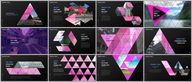 最小的展示设计，组合矢量模板与三角形的设计背景，三角形风格的模式。多用途模板演示幻灯片，传单传单，小册子封面，报告。图片下载