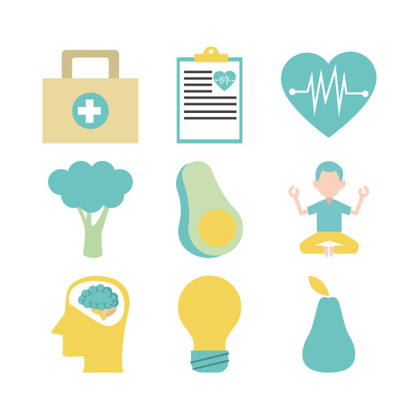 蔬菜和保健概念图标集图片下载