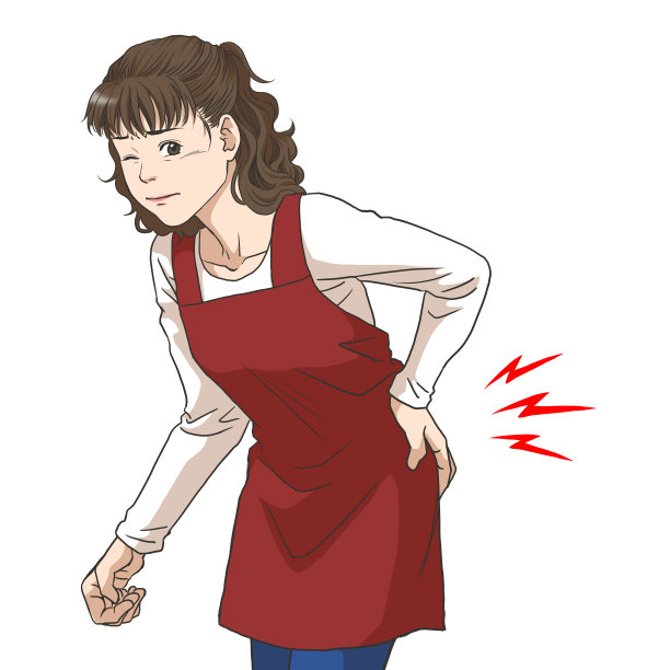 一个腰酸背痛的年轻女人素材图片