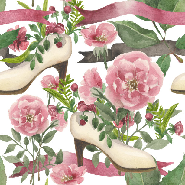 婚礼主题上的水彩图案图片下载