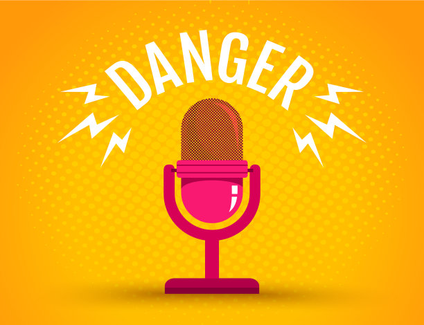 麦克风在黄色半色调背景图片下载