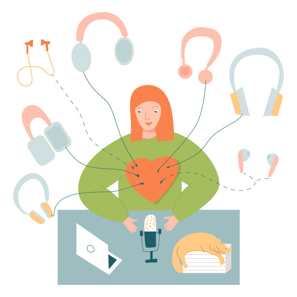 女孩录制播客在线广播图片下载