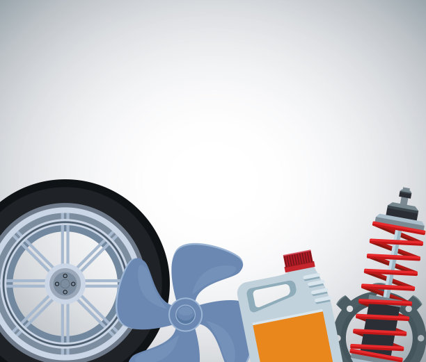 带螺旋桨、油瓶和减震器的汽车轮胎图片下载