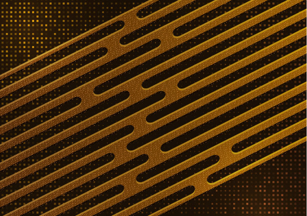 抽象斜几何形状，条纹，半色调方块在黑色背景。梯度亮，颗粒小。通用模板的封面设计，名片，传单。图片下载